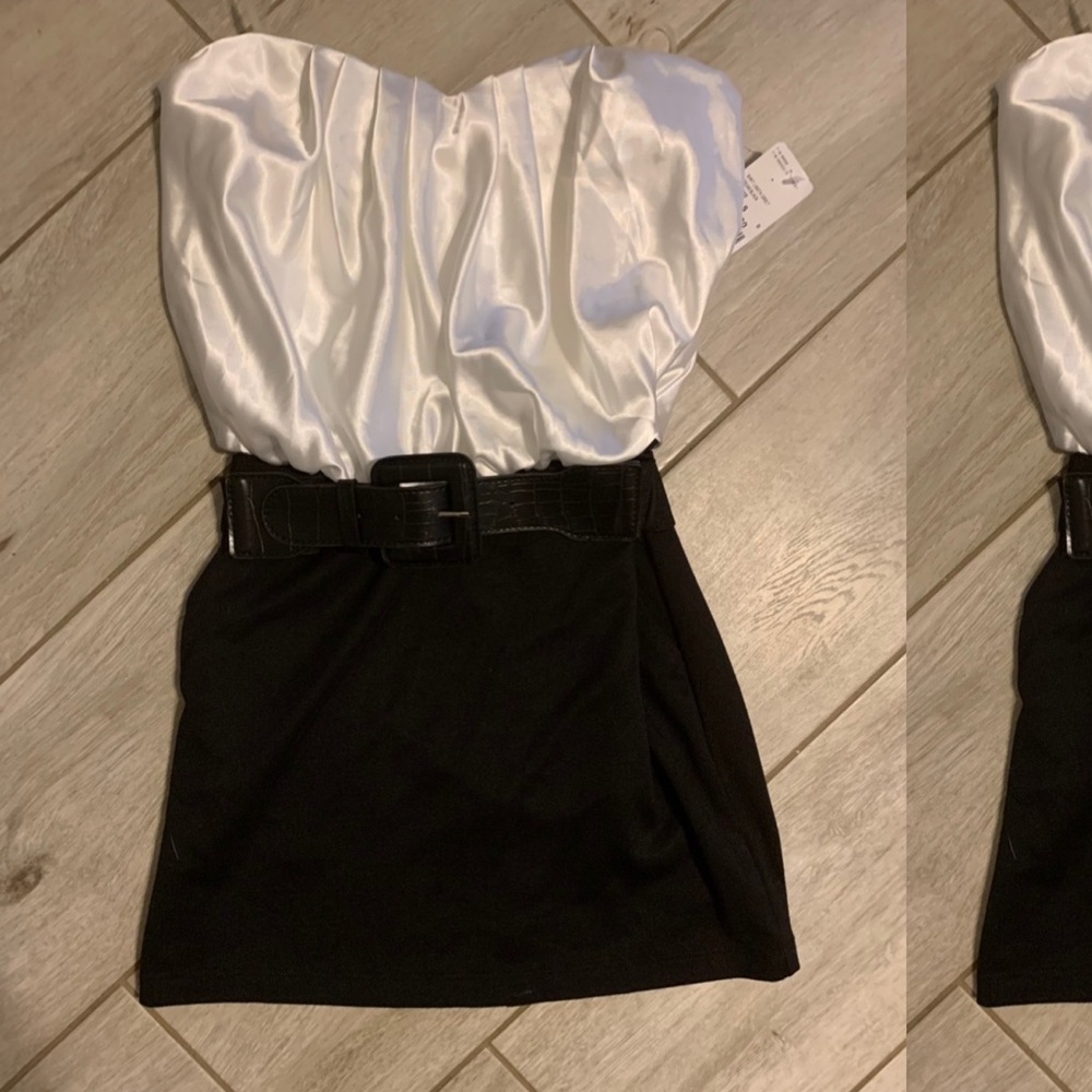 Mini tube top dress with pockets and belt
